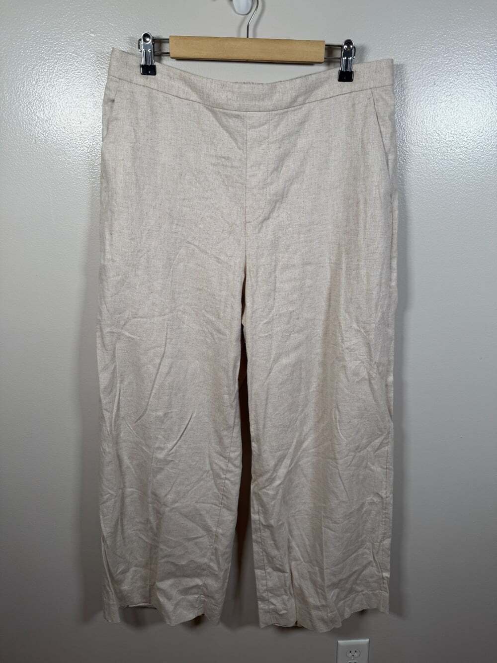 Banana Republic Hayden Wide Leg Linen Pants Size Large Pull On Neutral Coastal - Picture 2 of 9
